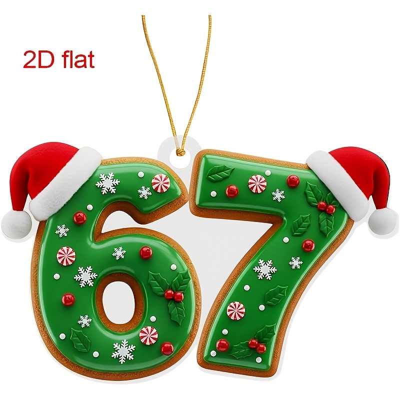 TEMU 2d Flat, 1 67 Decoration, Acrylic Fun 6 And Decoration, 2d Flat Design- Christmas Number 6 And 7 Decoration, Durable Acrylic Christmas Pendant,