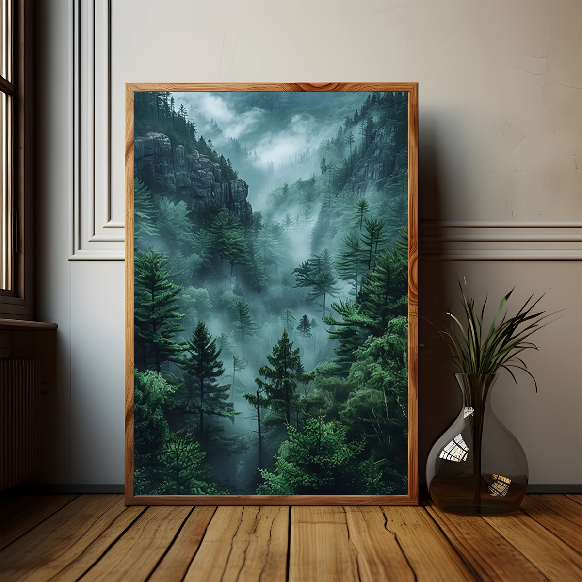 TEMU 2d Flat, 2d Flat, A Contemporary Canvas Featuring A Forest Scene, Ideal For Gifting During Holidays, Serving As A Decorative Backdrop, And