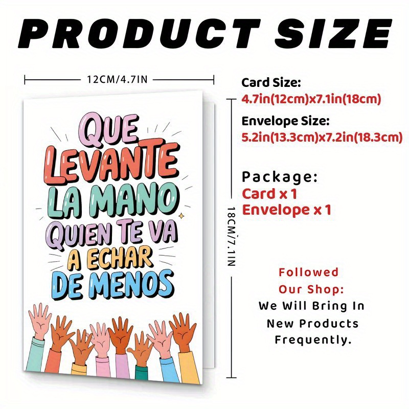 TEMU 1 Tarjeta de Despedida en Español, Tarjeta de Despedida para de Trabajo, Regalo para , y Empleados que se Van, con Sobre