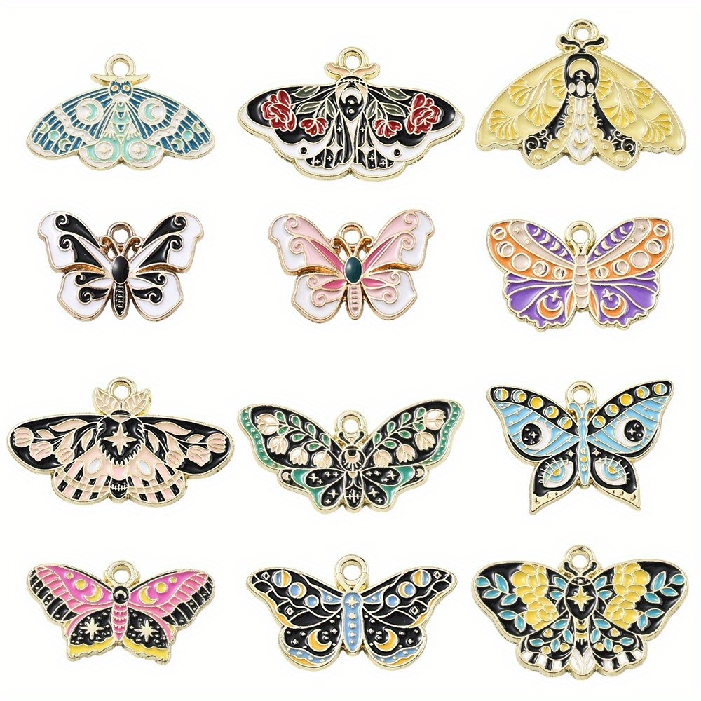 TEMU 24 Alloy Enamel Pendants (12 Designs Each), And Flower Pendants, Mixed Colors, Sizes 15-21/22-30 X 1.5 Mm, Hole Diameter 1.6-2.5 Mm, 2 Design