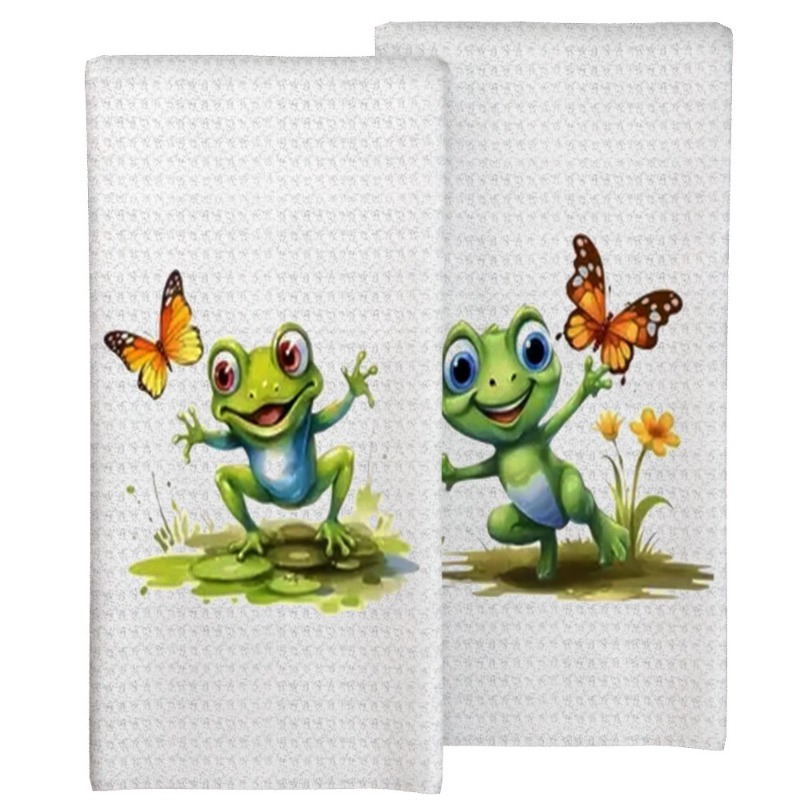 

2pcs Kitchen Towels - 18x26" , Absorbent Polyester Dish Cloths For Home