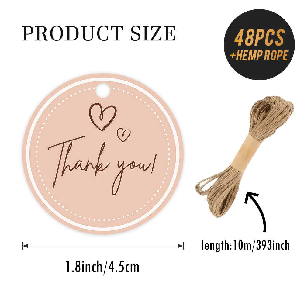 TEMU Set Of 48 Round Tags For Expressing Gratitude, Complete With Hemp Rope. Showcase A Minimalist And A Handwritten Font, Perfect For Decorating