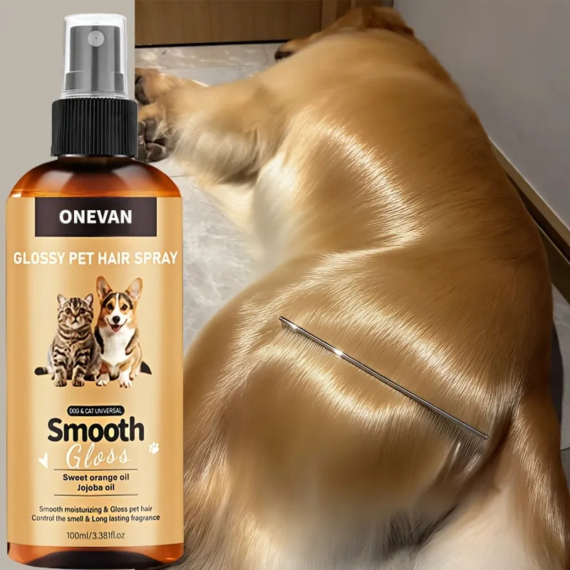 Image of & Y - Nourishing Pet Hair Detangling Spray, 100ml. Non-greasy Moisturizing Formula Shiny, Smooth Fur. Hair, Reduces Flyaways, And Eliminates And . Coat Light And Neat While