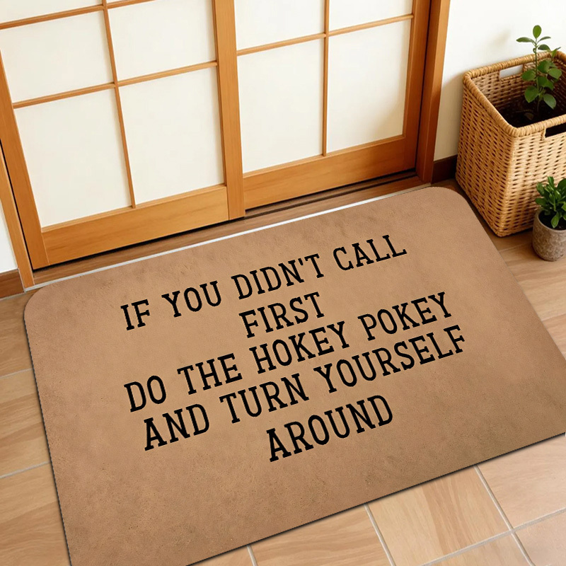 TEMU 1pc Fun And English Slogan Welcome Doormat, Flannel Material, Thick Pile, Sponge Thickness 0.4 Inch, Suitable For , Indoor Foyers, And , Simple