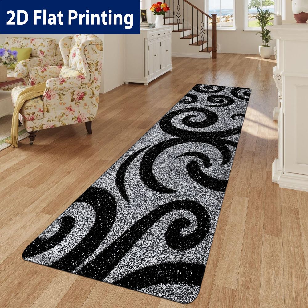TEMU 1pc, Silver-black Spiral Pattern 2d Flat Printed Design, Suitable For Various Settings, Home Decor, Ideal For Everyday Or Festive Atmosphere