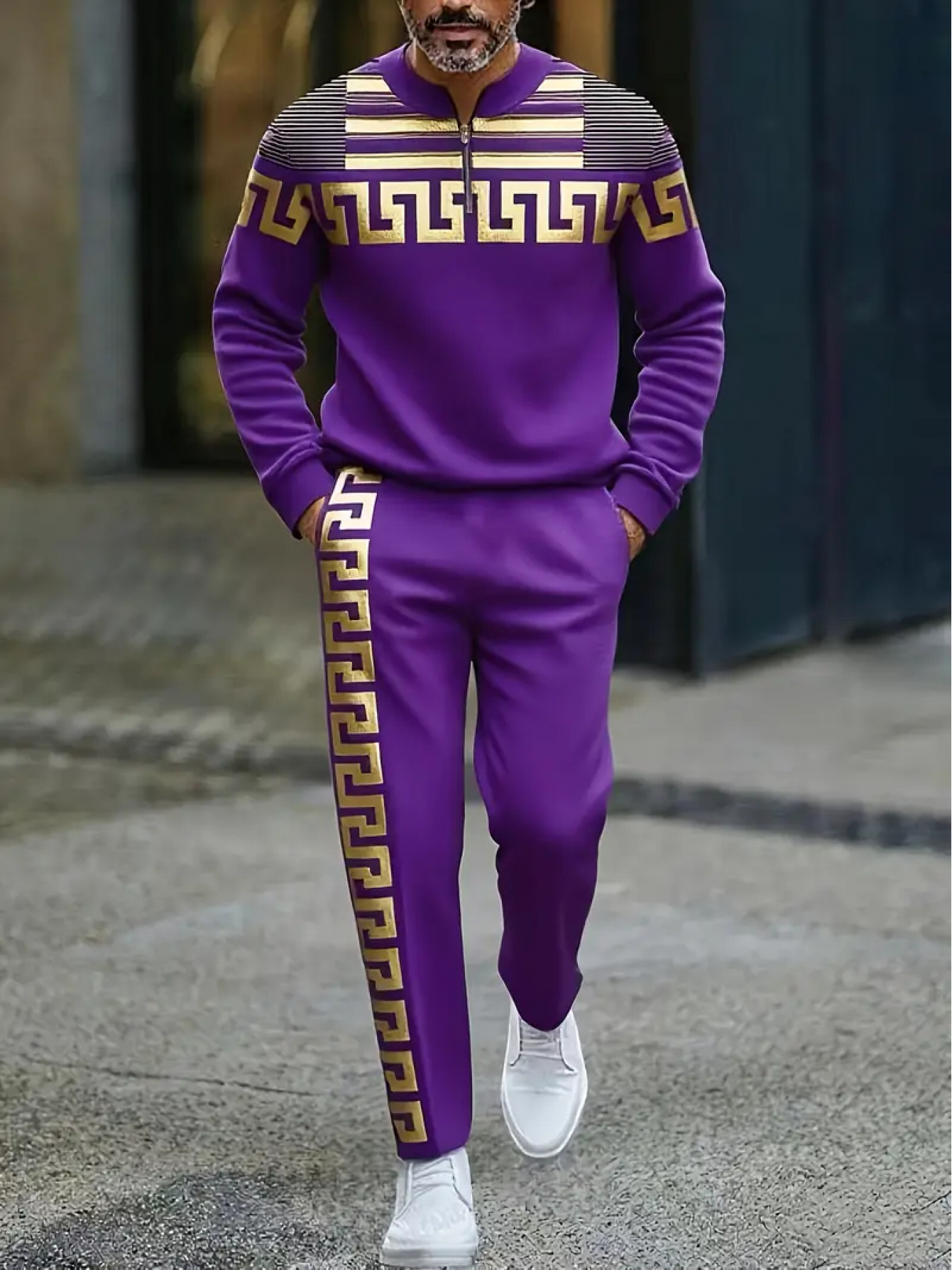 men purple outfit sold on Temu United States