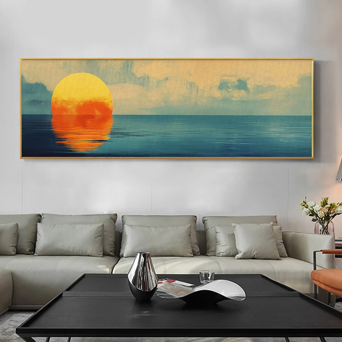 TEMU 1pz da Parete su Tela Tramonto Vivace - Paesaggistico Moderno per Soggiorno, Camera da Letto o Ufficio, Stampa su Tessuto Impermeabile, Senza