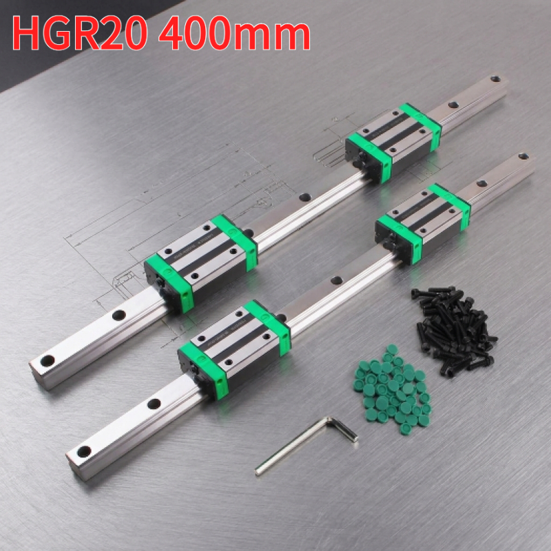 2pcs Hgr20 400mm Linear Guide Rail - With 4 Sliding Blocks For 3d Printer&