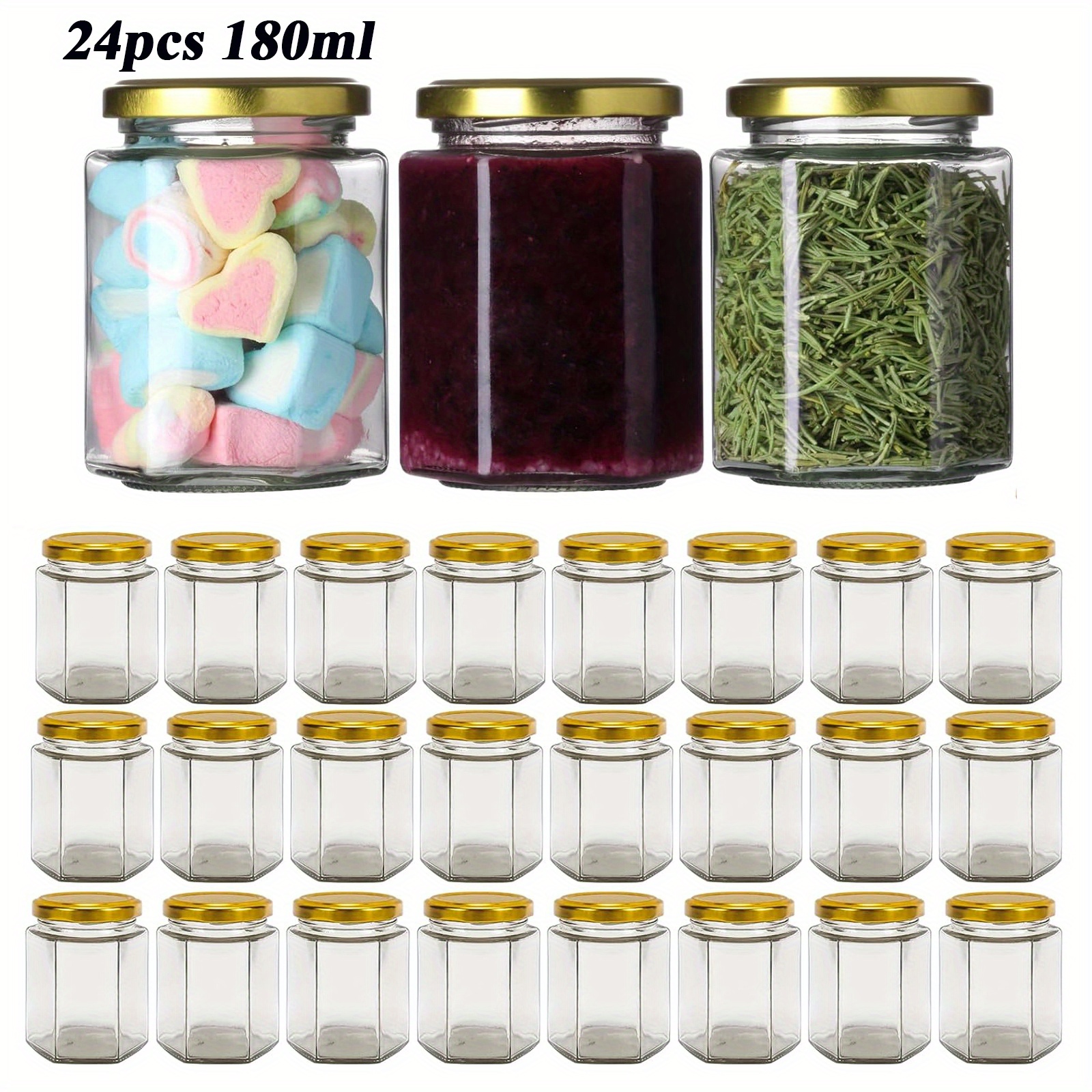 TEMU 24pcs 180ml Honey Jars, Small Glass Jars -small Canning Jars, Wedding Favors, Party Favors