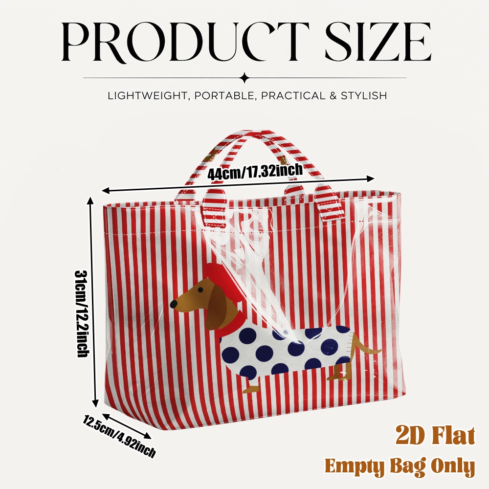 TEMU (2D Plat) 1 sac fourre-tout en PVC pour femme avec motif chien à , encombrant, portable, idéal pour les week-ends, , de bureau, les vacances en