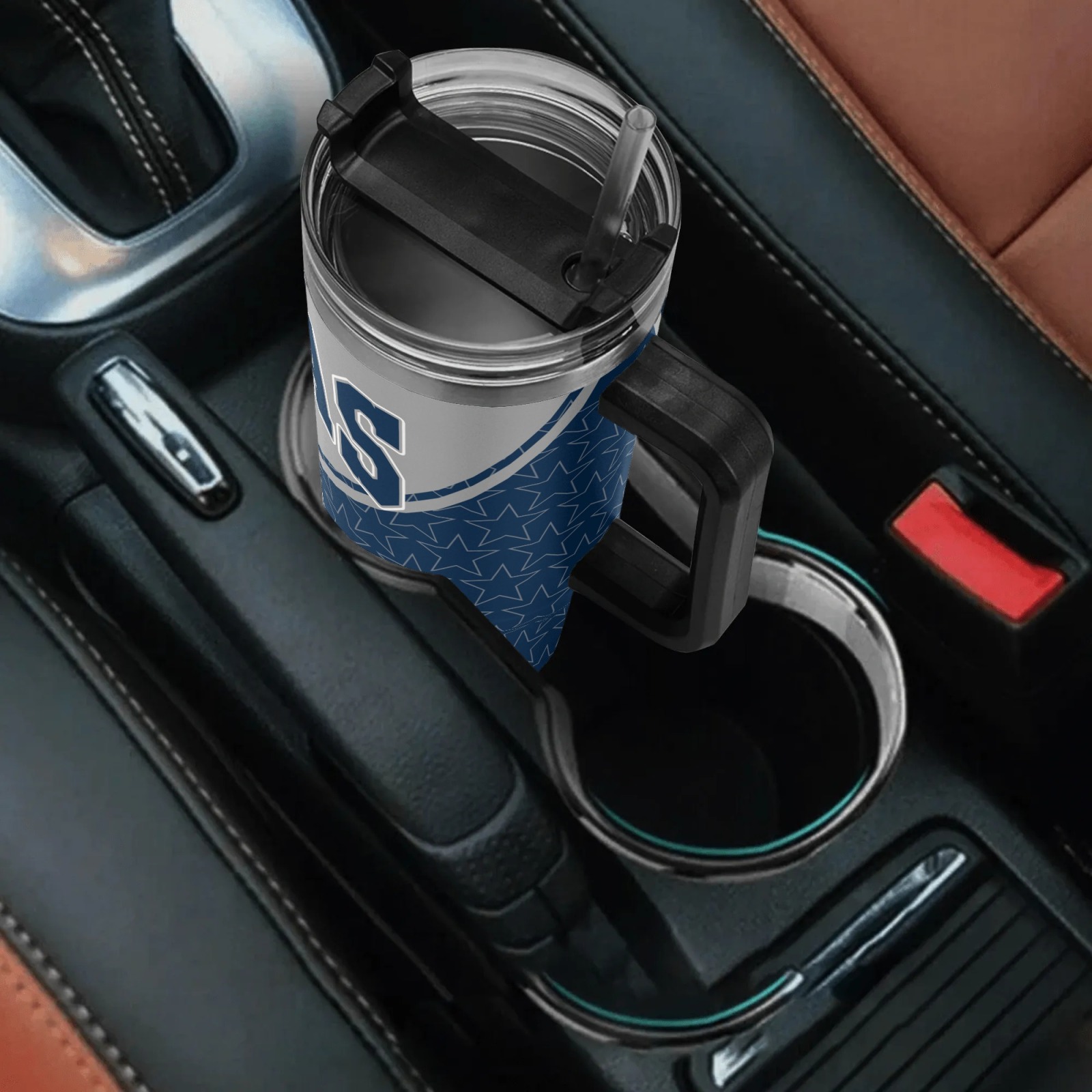 1pc dallas football 40oz stainless steel vacuum insulated bottle cup with handle and straw suitable for cold drink travel cup suitable for valentines day easter mothers day fathers day   for   3