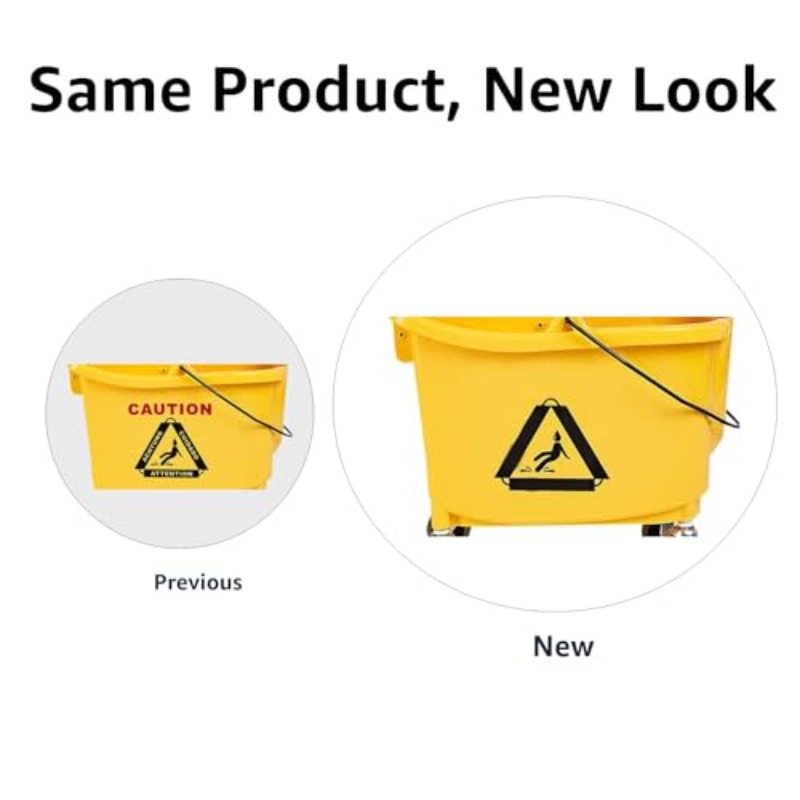 commercial heavy duty mop bucket with down press manual wringer 35 quart yellow cleaning bucket pp   frame rolling casters mop holder compatible with jaw fan mops  commercial sold Product details 5