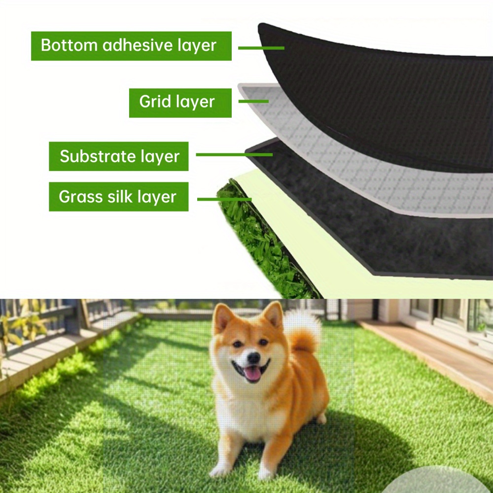 3x32 FT Commercial Grade Synthetic Grass Mat, 0.6in Height, for Outdoor Garden, Balcony, and Pet Areas, Friendly with Drainage Holes, Realistic Look