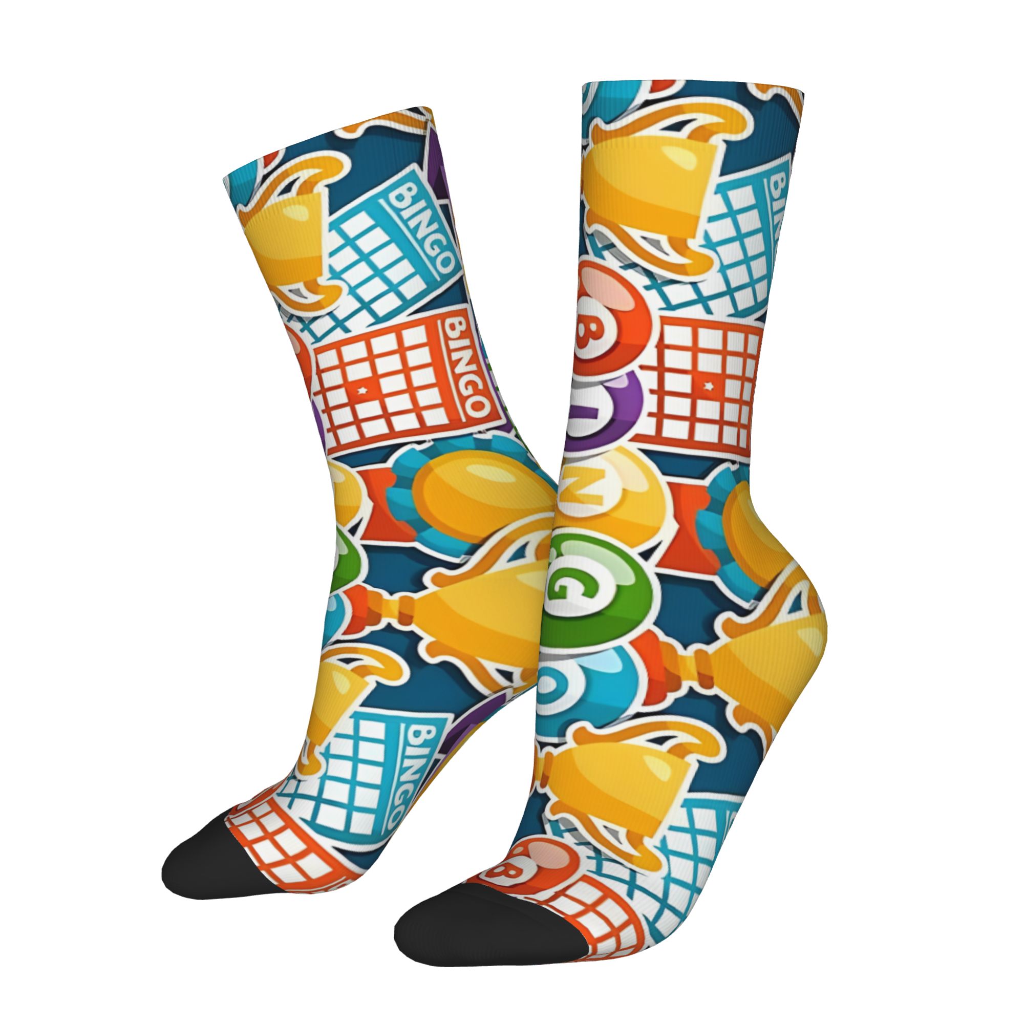 TEMU 1 Pair Bingo Coffee Retro Harajuku Street Style Novelty Pattern Crew