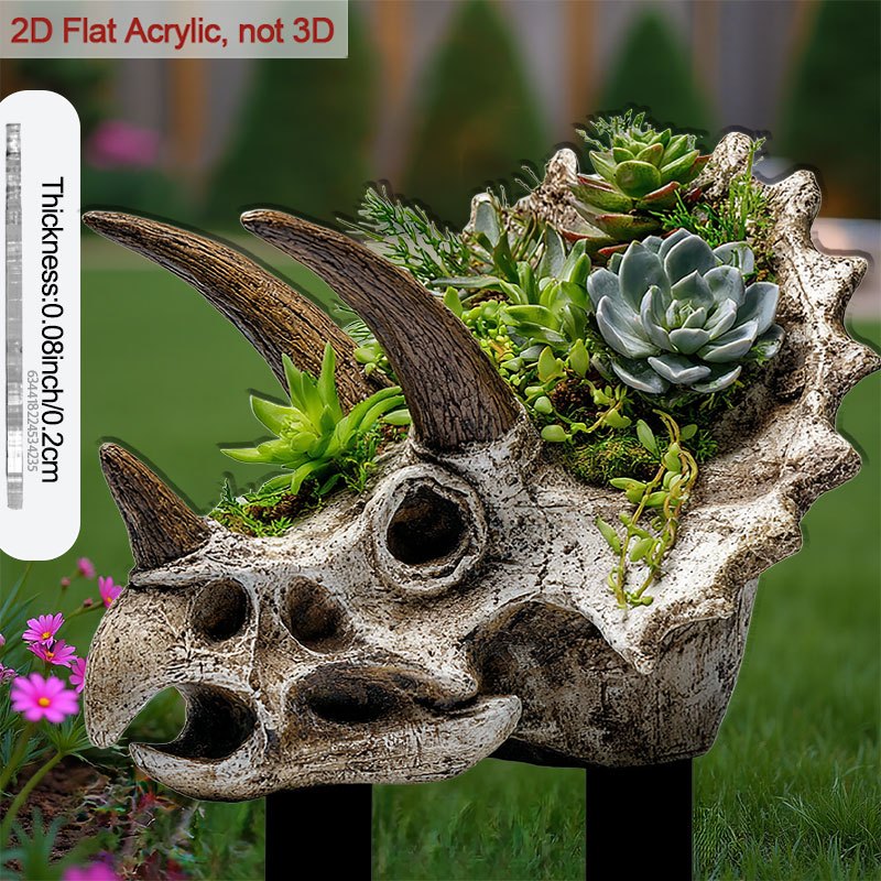 TEMU 2d Flat - 【2d Flat】 2d Flat - [2d Flat] 2dflat Acrylic Dinosaur Plant Insert | Succulent Potted Plant With Sharp End, Decorative , Very Suitable