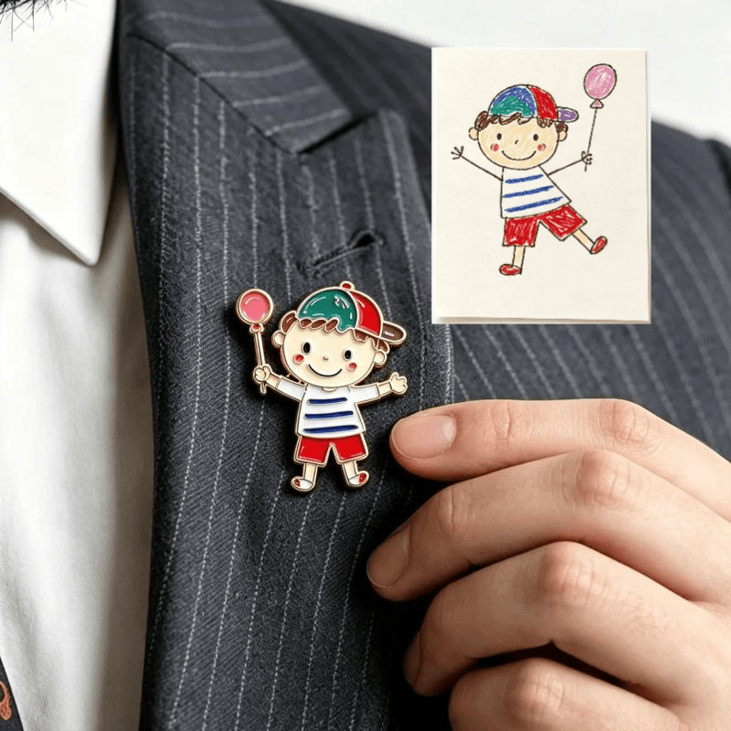 TEMU [customization] Custom Pattern , Pattern Photo Brooch, Personalized Custom 304 Stainless Steel Custom Color Pattern Badge Brooch, Hand-painted