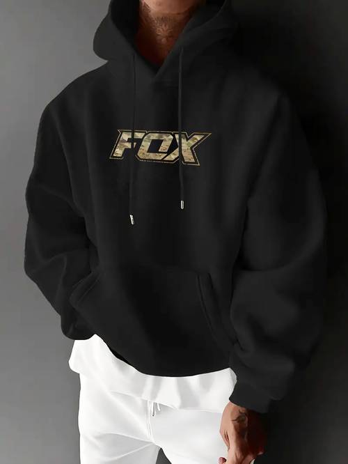 jungle color scheme letter print sporty outdoor elements mens new hooded sweatshirt kangaroo pocket and pull over design multiple colors stylish and individual suitable for