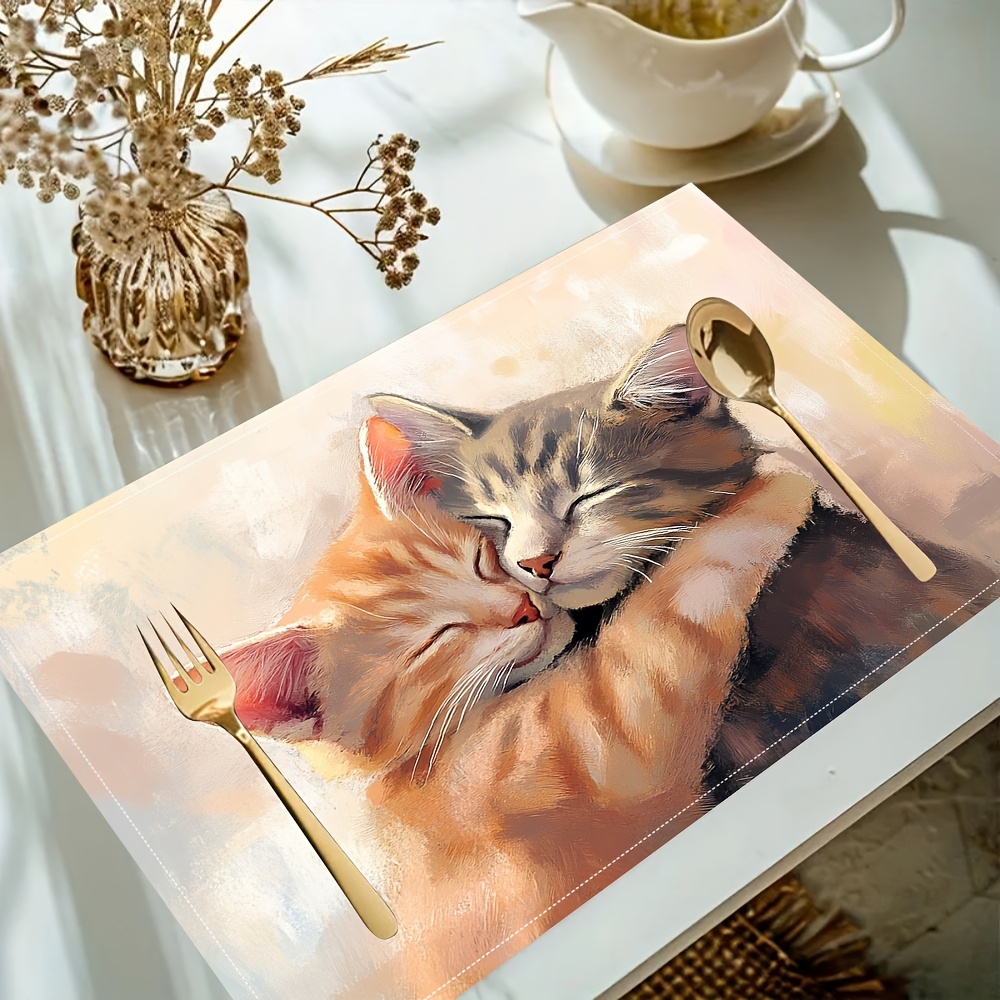 Niedliche Getigerte Katzen Platzsets Für Den Esstisch Waschbar_voghion.com