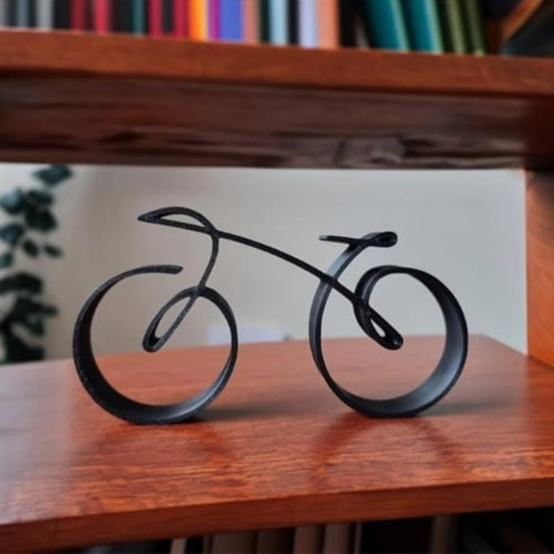 TEMU 2d Flat Acrylic Minimalist For Bicycle Sculpture, Black Resin Wire Frame Style For Bicycle Art Decoration, Side Table Statue, Gift For Bicycle