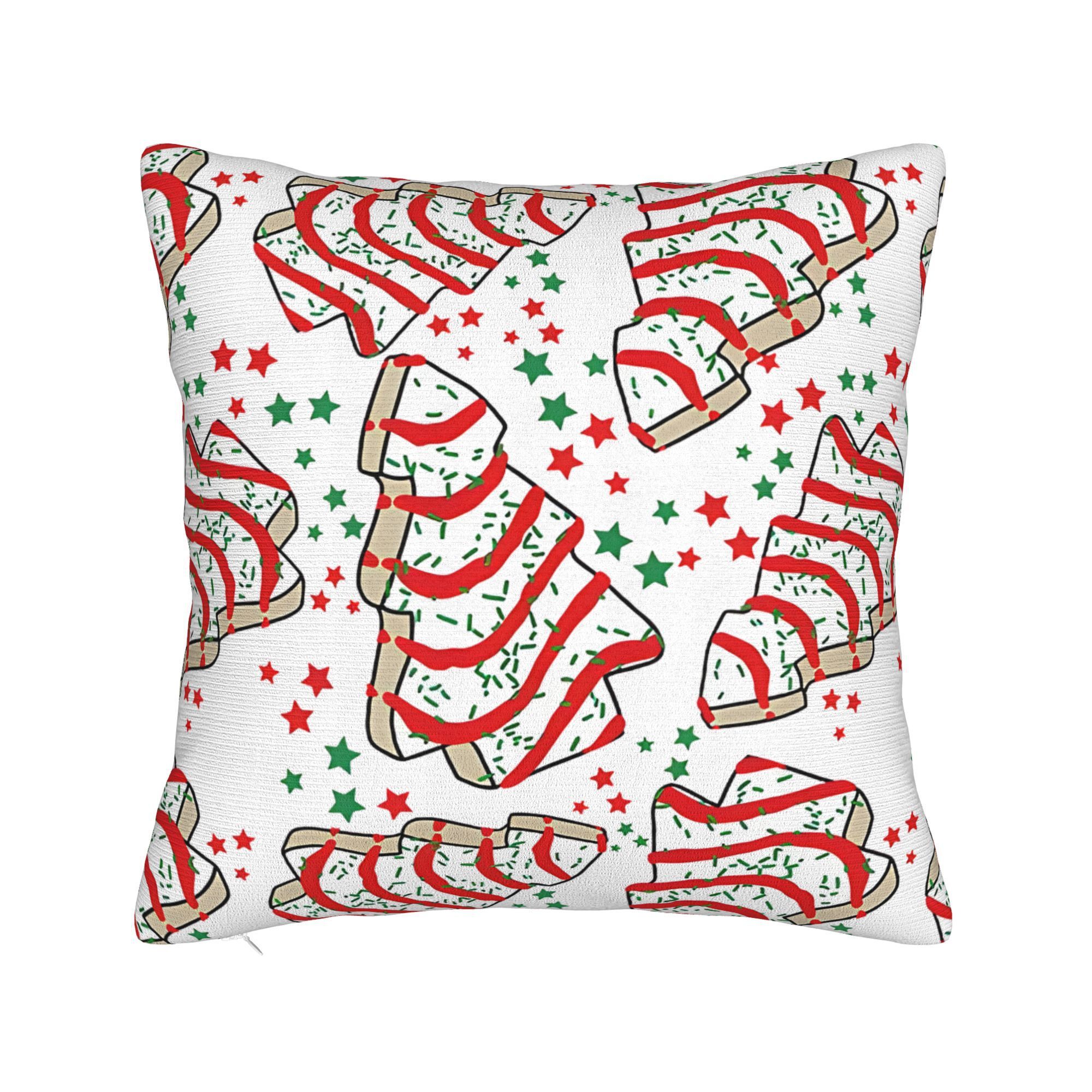 

1pc Christmas Tree And Throw Pillow Cover, Style, Polyester, Machine Washable, Zipper Closure, Woven, With Decorative For Room Types, Holiday Farmhouse Decor