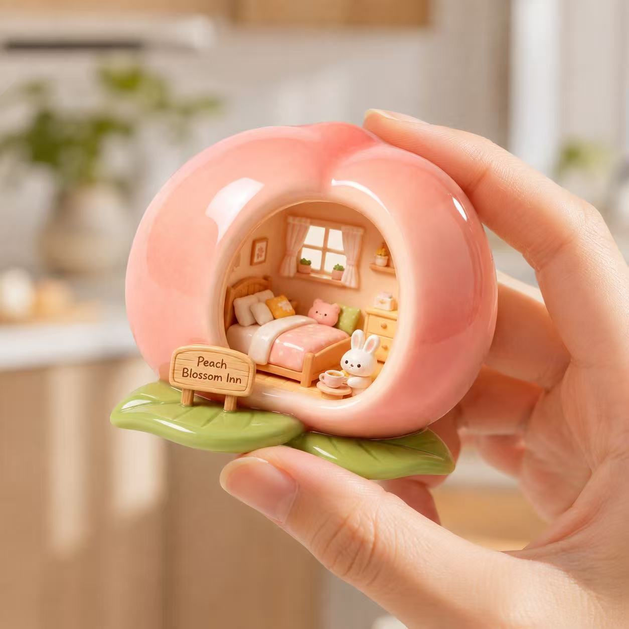 TEMU 1pc Peach Cottage Magnetic Fridge Magnet With 3d Embossed Resin Cottage - Suitable For Kitchen, Refrigerator, Dishwasher, Whiteboard Decor,