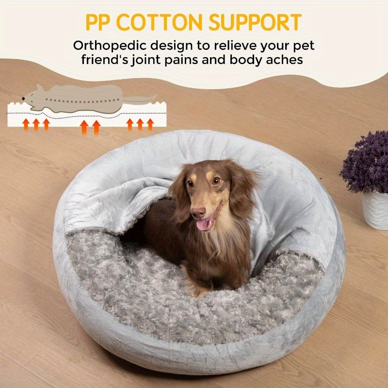 small dog bed with removable washable cover - plush donut pet bed, non-slip bottom, soft cushioned interior, easy-clean crate for puppies, french  , chihuahuas - indoor/outdoor use, space-saving design - ideal for apartments, homes with multiple pets - gray, puppy bed,   furniture, durable pet furniture,  , indoor outdoor bed, stylish pet furniture,   pet furniture Product details 6