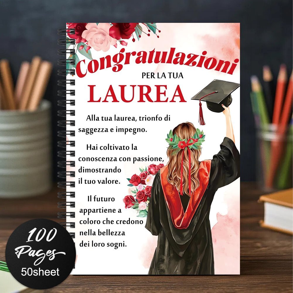 TEMU 1pc Italian Graduation Spiral Notebook, A Journal Gift For High School And College Graduates, A Commemorative Keepsake Featuring A , An Present