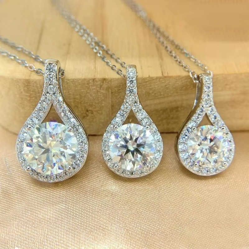 925 Silver Moissanite Drop-shaped Pendant Necklace, Gift