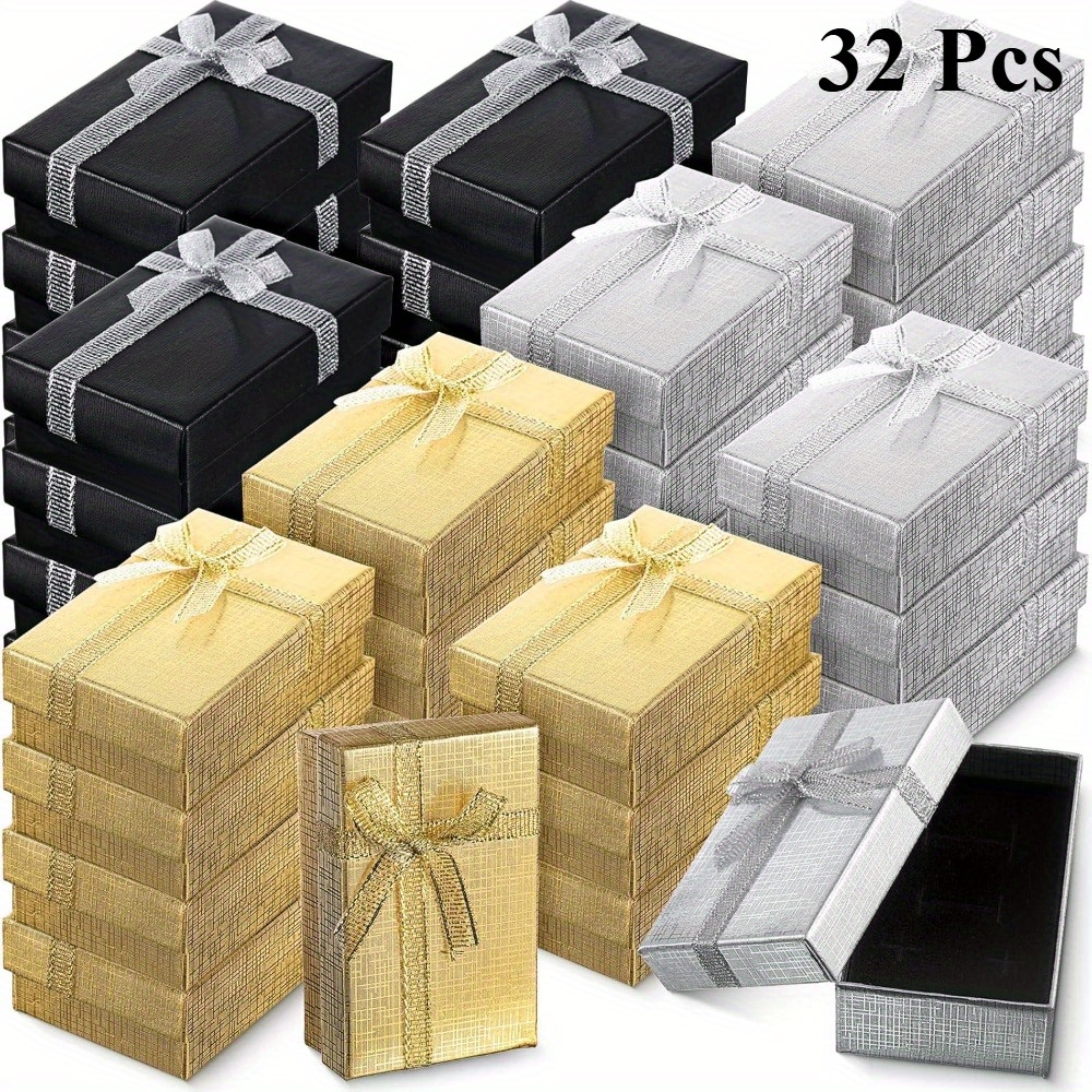 Image of 32pcs Jewelry Gift Boxes Set Small Gift Boxes With Lids Ribbon Bowknot For Rings Earrings Bracelet Necklace