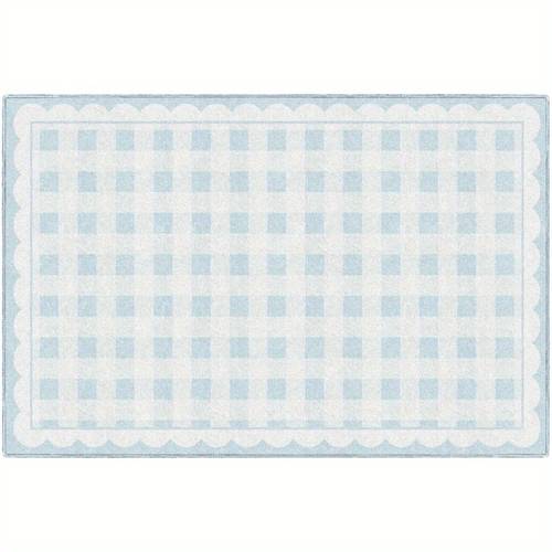 1pc schoolstyle blue gingham educational area mat for room classroom mat for teaching and playroom light blue
