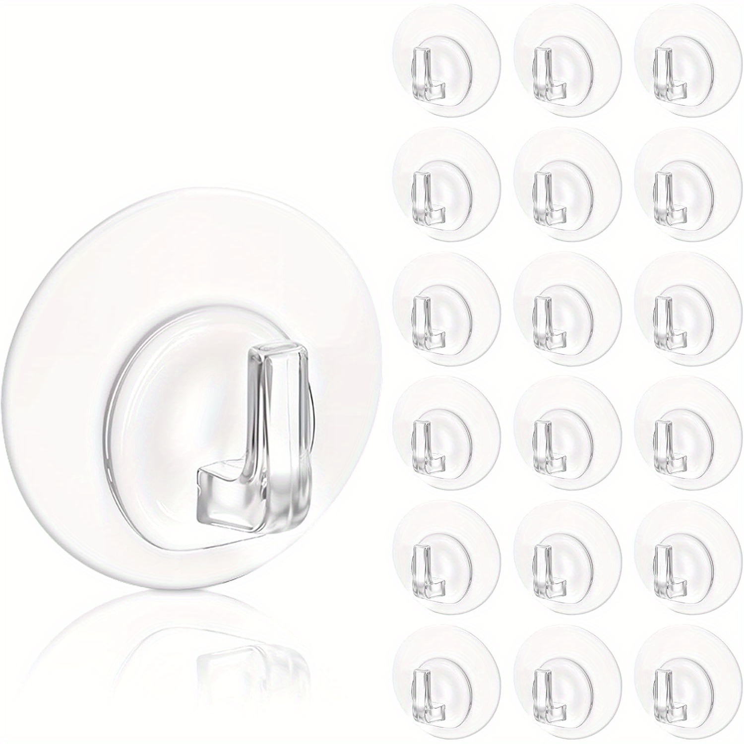 Image of 30pcs Of Transparent Adhesive Hooks For Walls, Of To 22 . Small Acrylic Sticky Hangers Are Clear Plastic Hooks Suitable For Use In Homes, Kitchens, Bathrooms, Bedrooms, And Offices