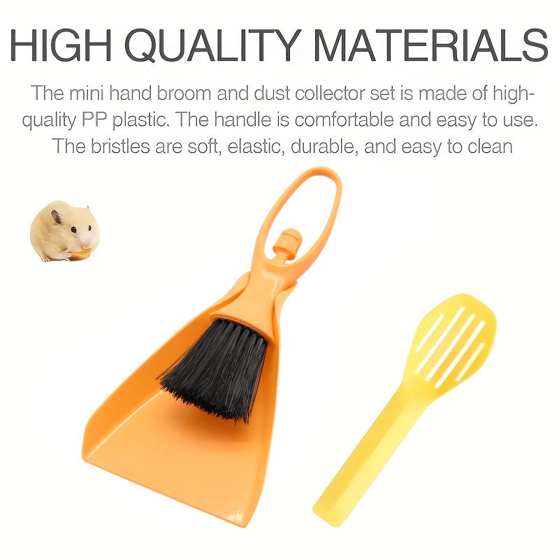 3pcs Set/Mini Broom&Dustpan/Hamster Litter Scoop/Cleaning Brush/Waste Removal Tools/Ideal for Cleaning Cages of Hamsters, Rabbits, Reptiles, and Other Small Pets