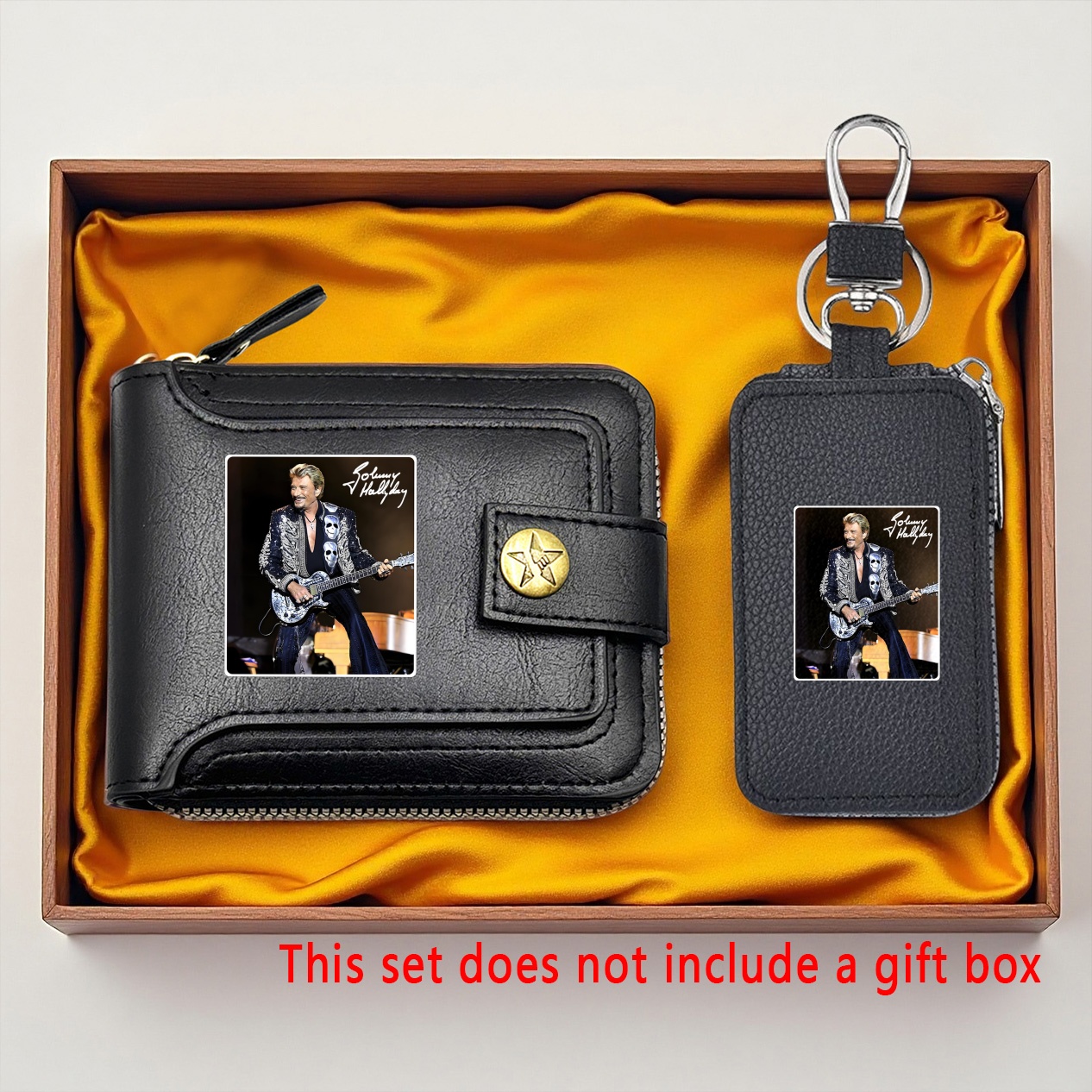 TEMU 2pcs Portefeuille Guitare et Porte-clés Ensemble Portefeuille Guitare et Porte-clés pour Hommes Femmes Cadeau Père Mari Petit Ami Noël