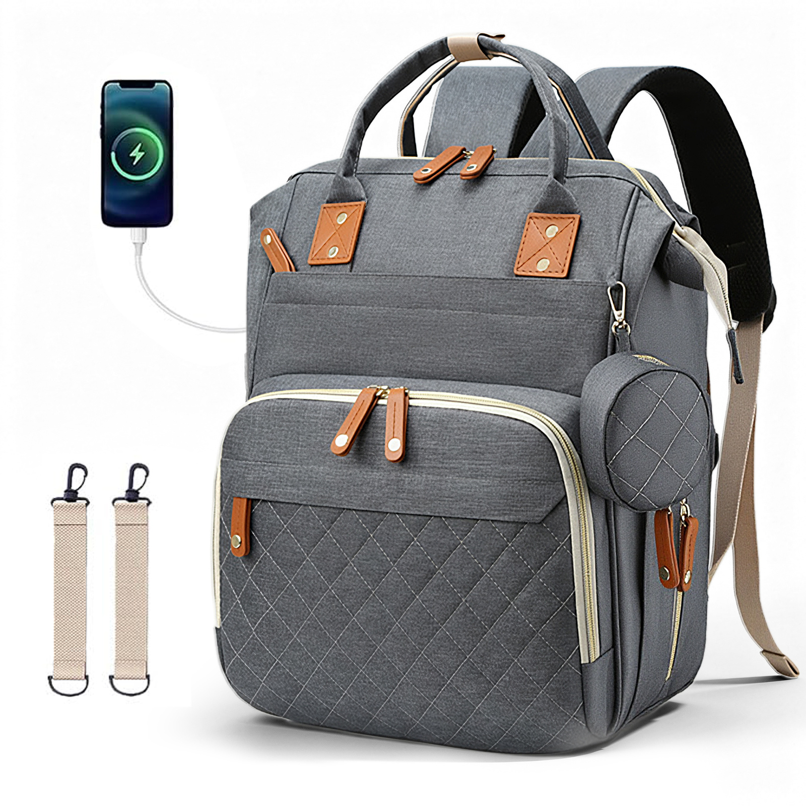 TEMU Lightweight Changing Bag Unisex Backpack Nappy Bags Diaper Travel Bag For Mom And Dad | Holder