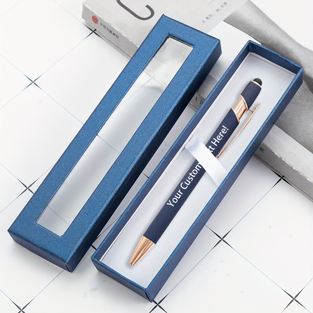 TEMU 1 Ensemble Stylo à Bille Personnalisé, Stylo à Bille en Métal Gravé Personnalisé Gratuit, Cadeau de Noël, Cadeau de Mariage/Fête , Cadeau pour