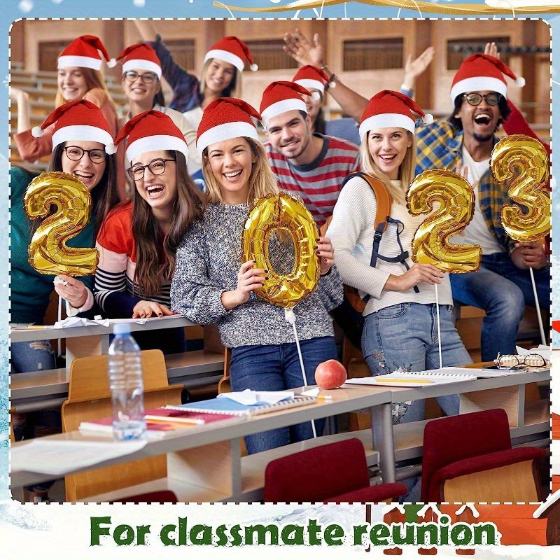 10/12/20/24pcs Adult Christmas Santa Hats, Dacron and Spandex, Hand Wash Only, for Christmas and New Year Parties, Festive Holiday Headwear Decorations details 5