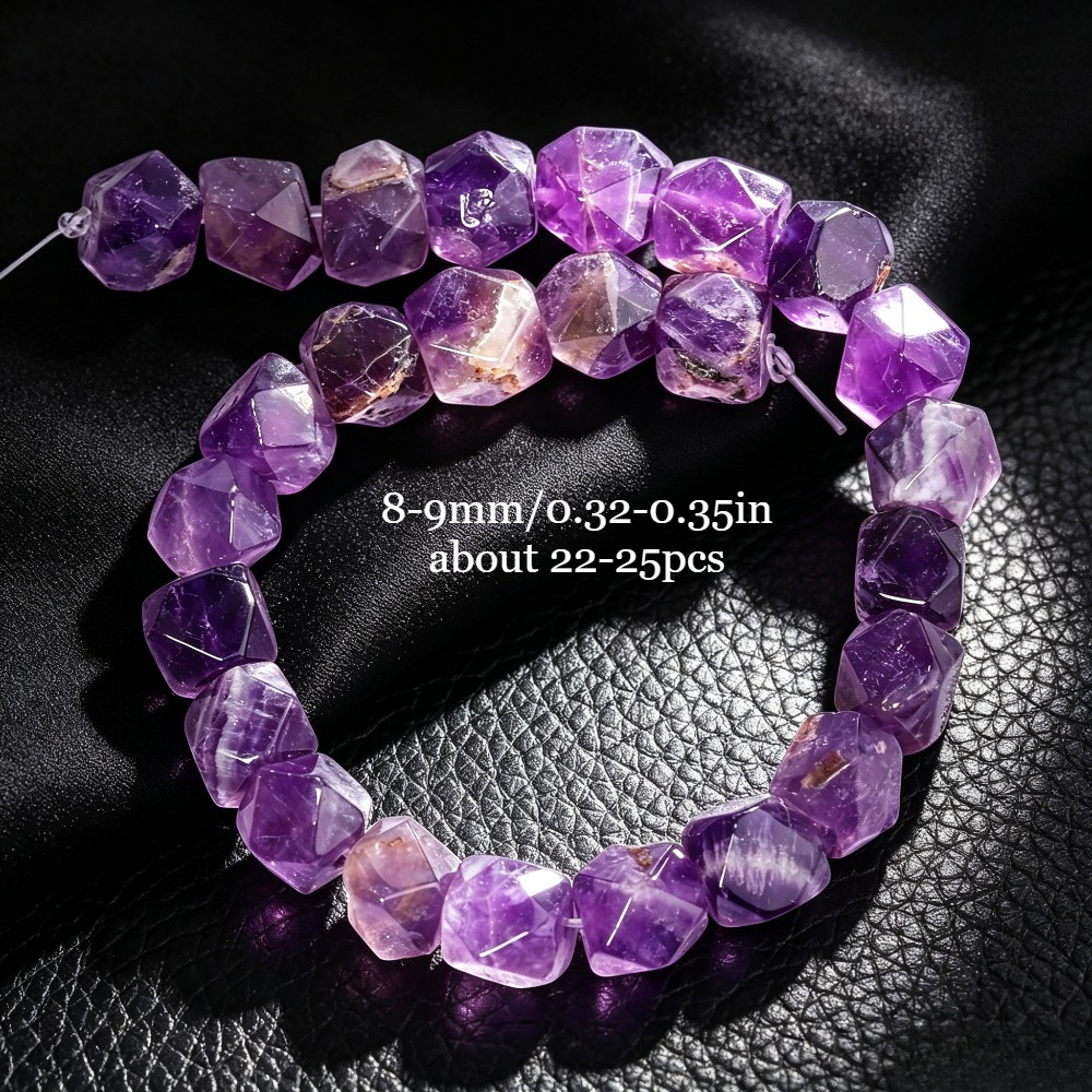 TEMU Perles d'espacement facettées irrégulières en naturelle améthyste AA de 8- pour la fabrication de bijoux, bracelets magnifiques, , boucles