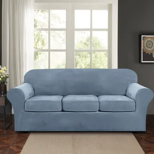 velvet split sofa cover set soft and comfortable furniture protector prevents cat scratches 2 3 seater living room sofas