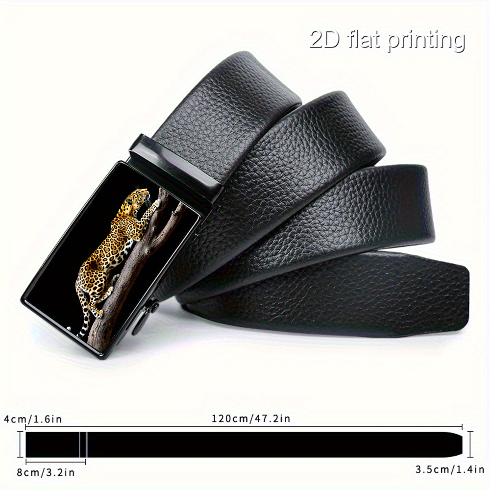 TEMU A 2d Dynamic Wildlife-themed Art Design - A Durable, High-quality Exquisite Belt, 's Sliding Belt, Adjustable For Business Wear, Suitable For
