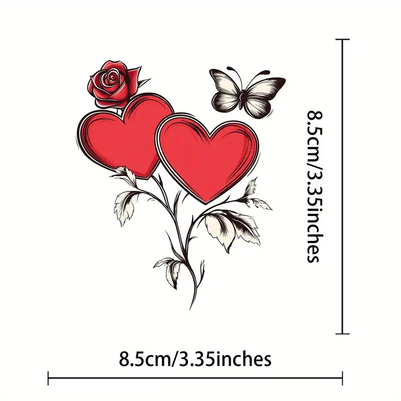 Amor pegatinas de tatuaje temporal, diseño romántico impermeable, semipermanente dura 15 días, arte corporal a juego para parejas Amor pegatinas de tatuaje temporal, diseño romántico impermeable, semipermanente dura 15 días, arte corporal a juego para parejas