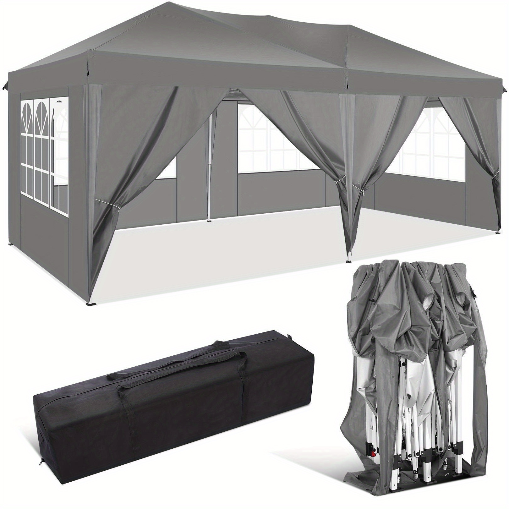 3x6m Pop-up Awning Tent With 6pcs Removable , With Carrying Bag And Accessories, Easy To Carry And Easy To Set Up, Suitable For Outdoor Parties Events, Temporary Emergency Shelter