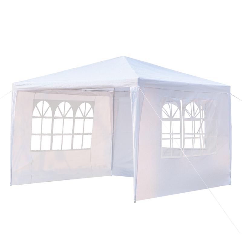 118.11*118.11inch 3-sided outdoor party tent, pergola, convenient awning, beach awning, PE cloth, plastic-sprayed iron pipe, spiral pipe, UV protection, easy to install, suitable for beach, backyard, camping picnic, barbecue, RV lawn, pool rest