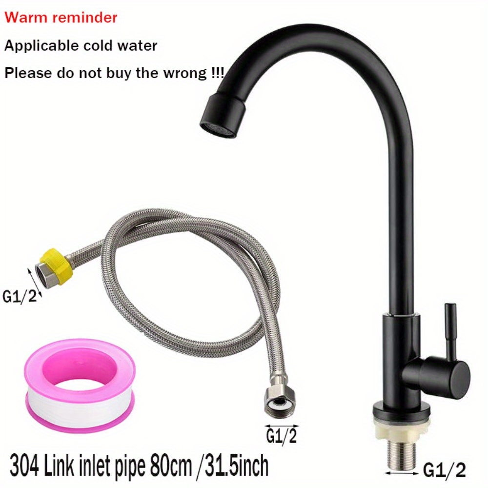 Stainless Steel Kitchen Faucet, Single Cooled Faucet, Universal G1/2 Thread, European And American , Does Not Electricity Or Batteries, Is Suitable For Non-drinking Water