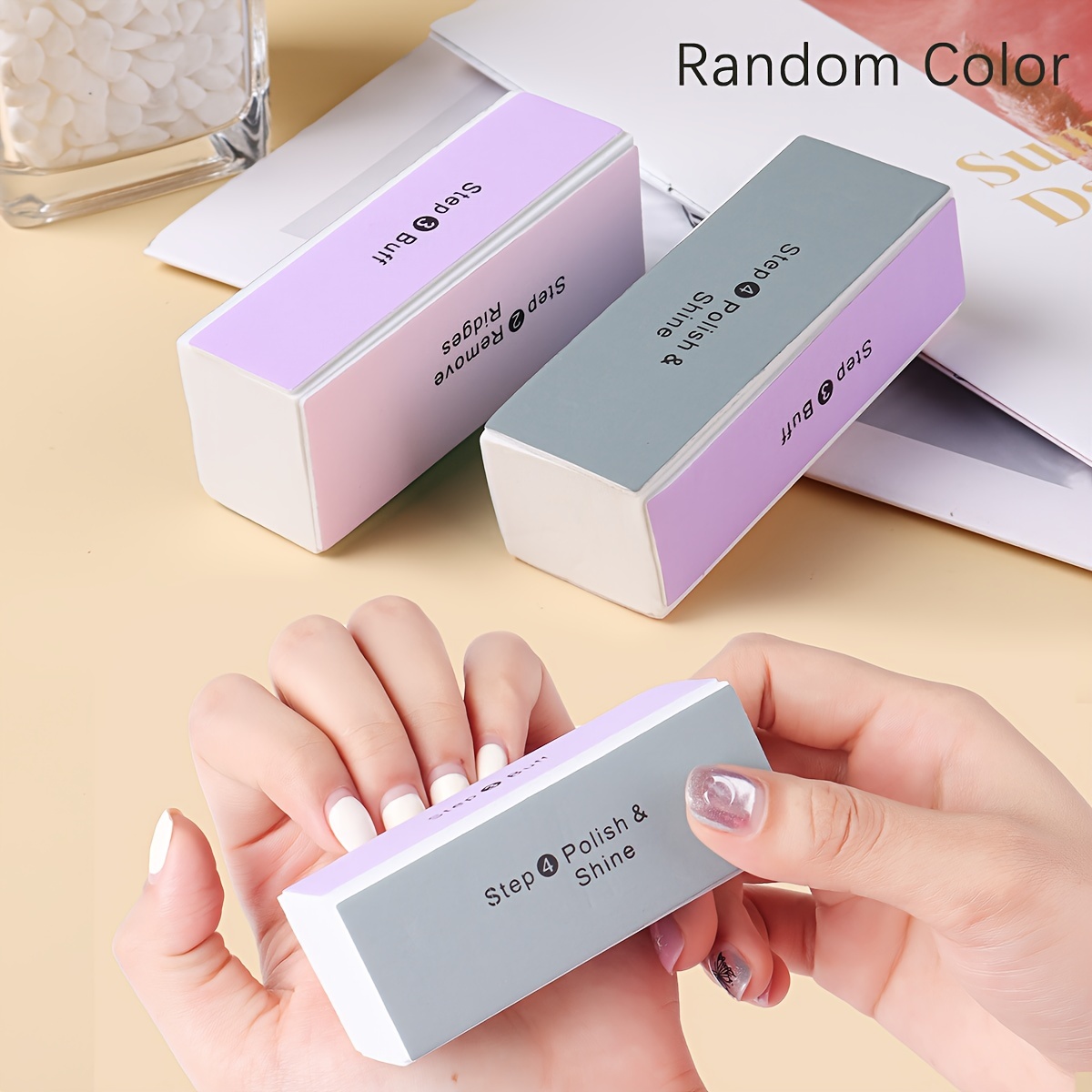 2/6/12pcs Random Color Nail File Buffer Block Sanding Pedicure Buffing Grind Manicure Nail Art Sponge Buffer Polish Care Tool