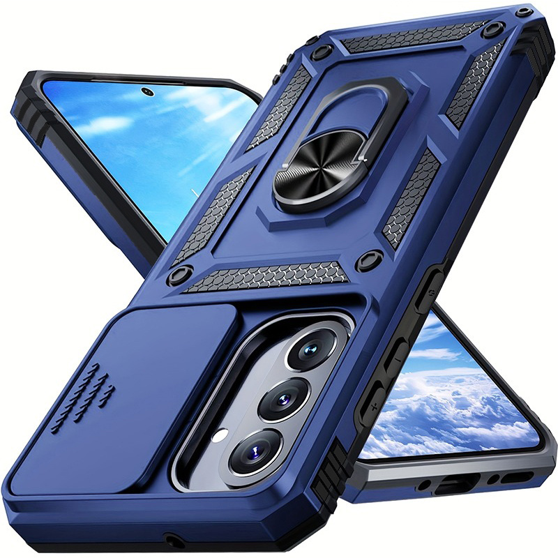 TEMU Phone Case: Shockproof Phone Case Suitable For A57 A55 A56 A36 A35 5g A37 A17 A07 A26 A05s A15 A16 Slide Camera Lens Protection Ring Stand Phone