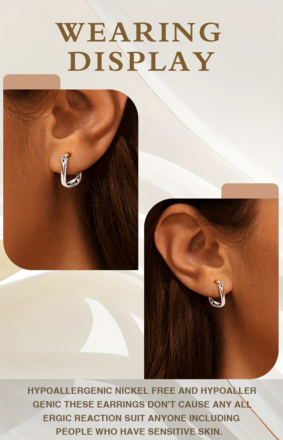womens earrings with simple geometric twist 925 silver suitable for daily wear and gift   Product details 2