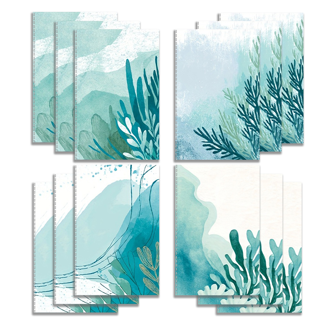 TEMU 12 libretas de bolsillo / Mini libretas, 1 juego, con diseño de marina en acuarela, estilo de bolsillo portátil para diario, ideal para