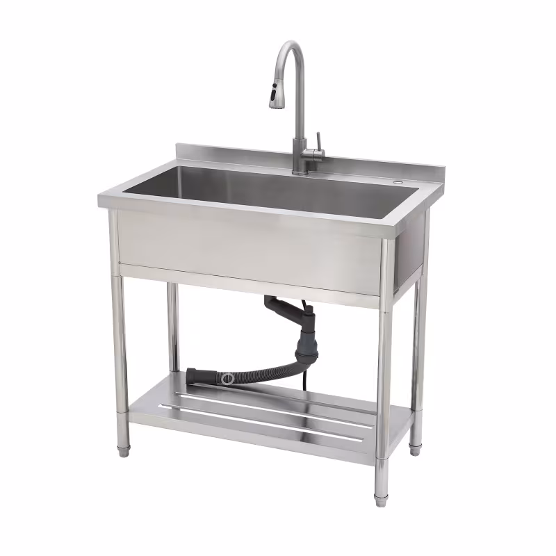 21 d x 36 w x 35.5 h stainl steel large utility sink single bowl freestanding commercial restaurant sink with pull-out faucet utility sink for laundry room Product details 8