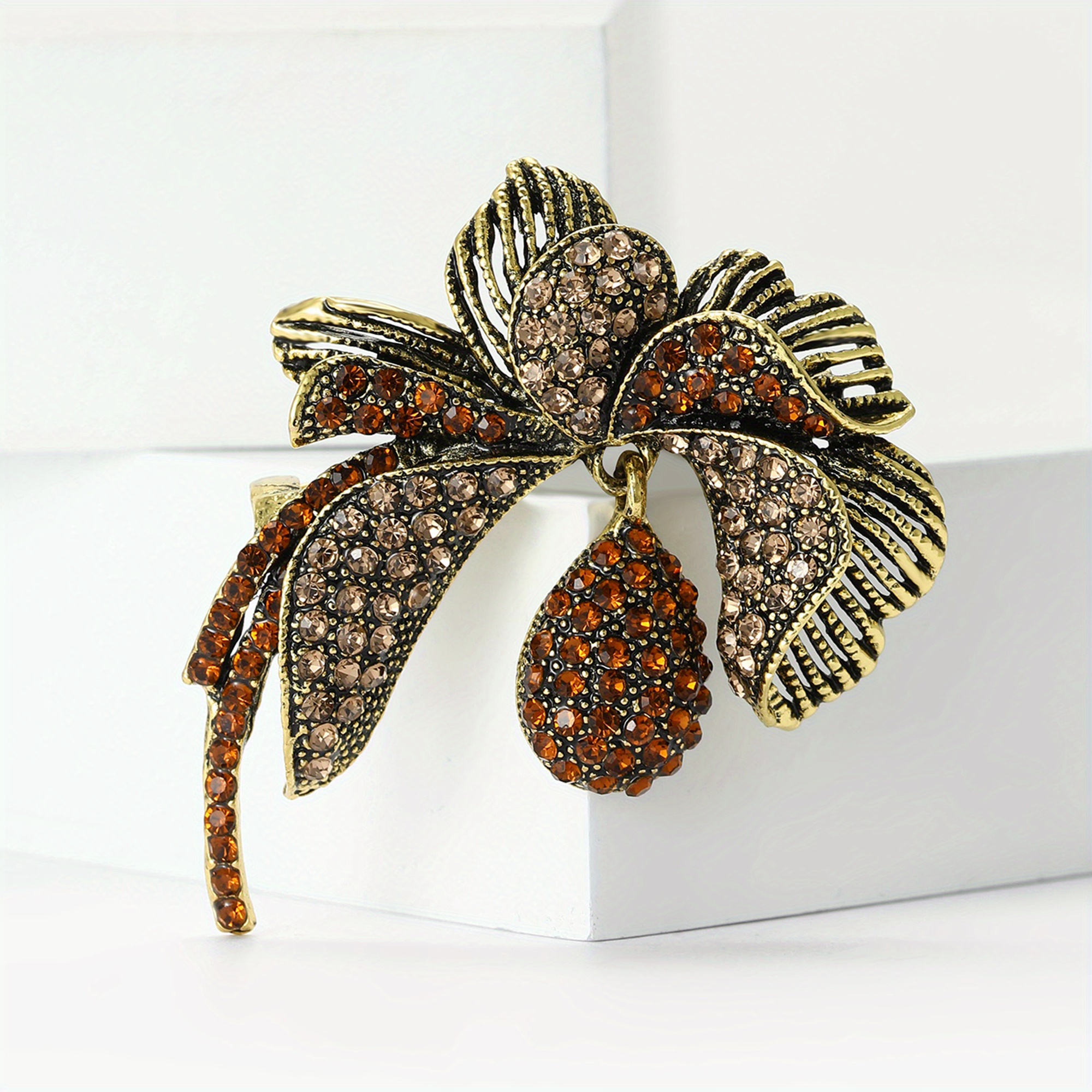 TEMU Broches de Flores con Estrás Vintage, Diseño Francesa, de Moda, Accesorios para Damas, Regalo para