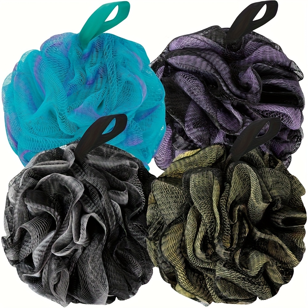 2pcs Soft Mesh Shower Sponge Set with Ergonomic Handle